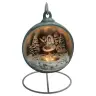 Crèche de Noël dans une boule en céramique bleue 12 cm