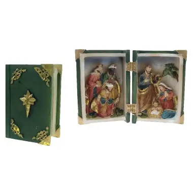 Heilige Familie met 3 koningen in boek (14 cm x H10 cm)
