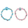Elastic bracelet with blue and pink pearls