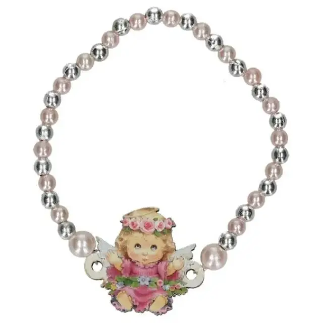 Elastic bracelet with pink angel