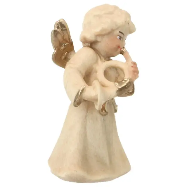 Ange en bois avec cor - 6 cm Alabaster