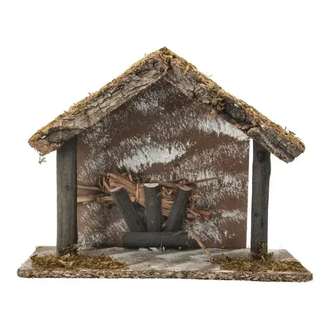 Eenvoudige lege kerststal voor kerstfiguren van 10 cm (25x13x20cm)