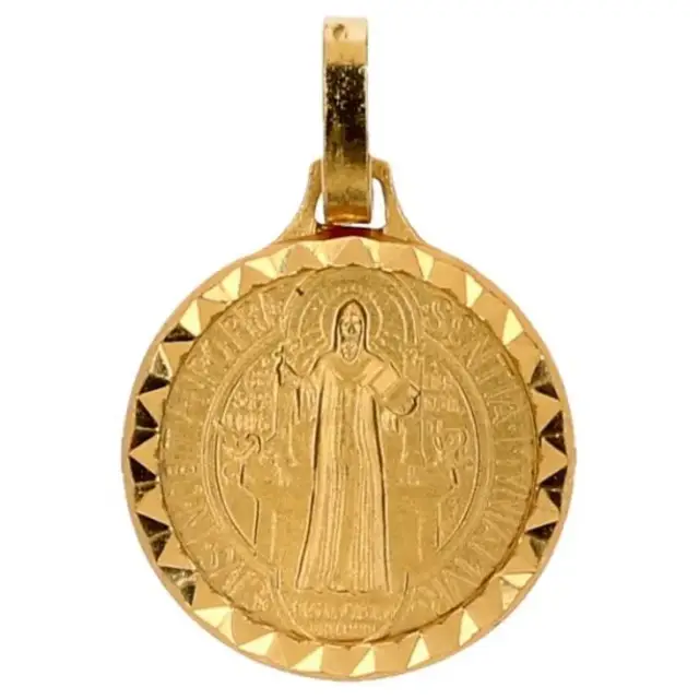 Medaille H Benedictus - 14 mm - Metaal Verguld
