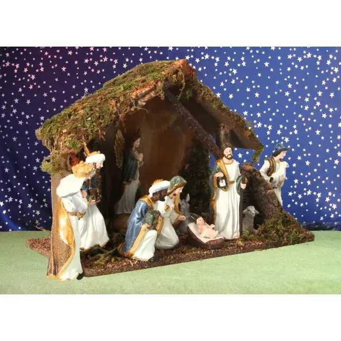 Kerststal met 11 Figuren van 15 cm (42 X 19 X 30 Cm)