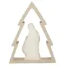 Nativité en résine blanche dans un sapin brun (12.x16 cm)