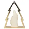 Nativité en résine blanche dans un sapin doré (12x16 cm)