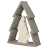 Nativité en résine blanche dans un sapin gris (12x16 cm)