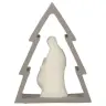 Nativité en résine blanche dans un sapin gris (12x16 cm)