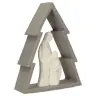 Nativité en résine blanche dans un sapin gris (12x16 cm)