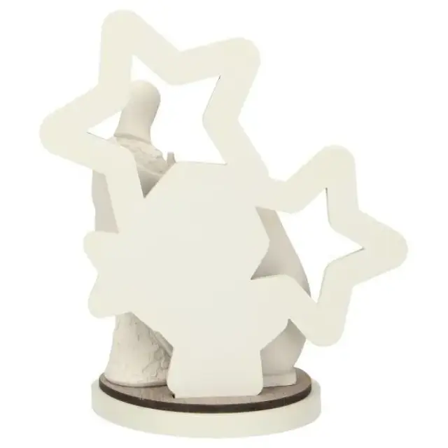Nativité en résine blanche avec décor étoiles 14 cm