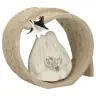 Nativité en résine blanche avec décor arrière beige 15 cm