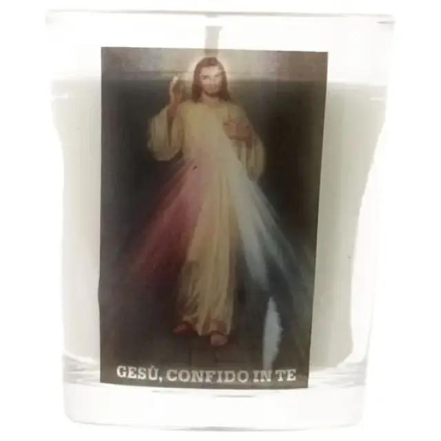 Glass candle 65 x 50 mm Divine Mercy