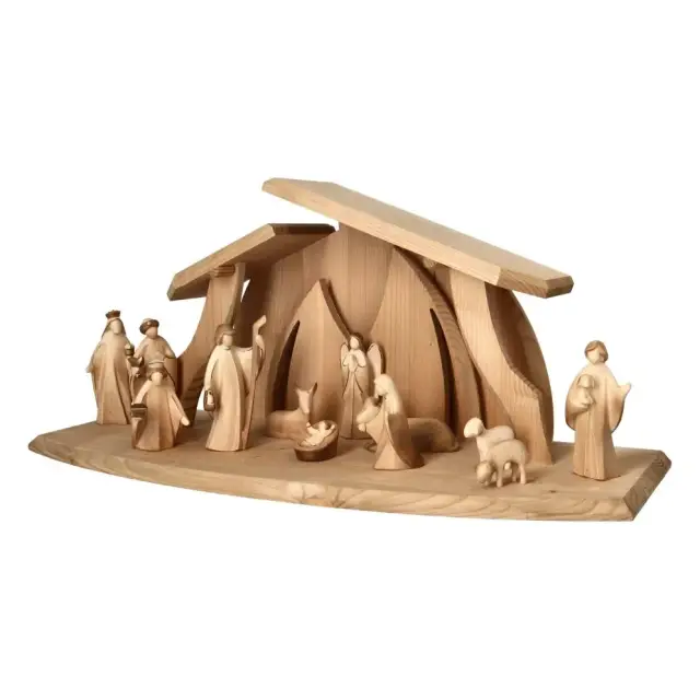 Crèche de Noël moderne en bois Aram - 10 cm