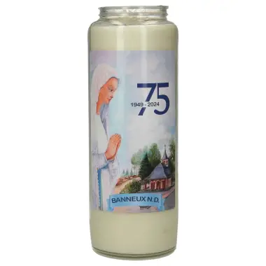 Noveenkaars in glas / wit / Banneux Versch. / 75
