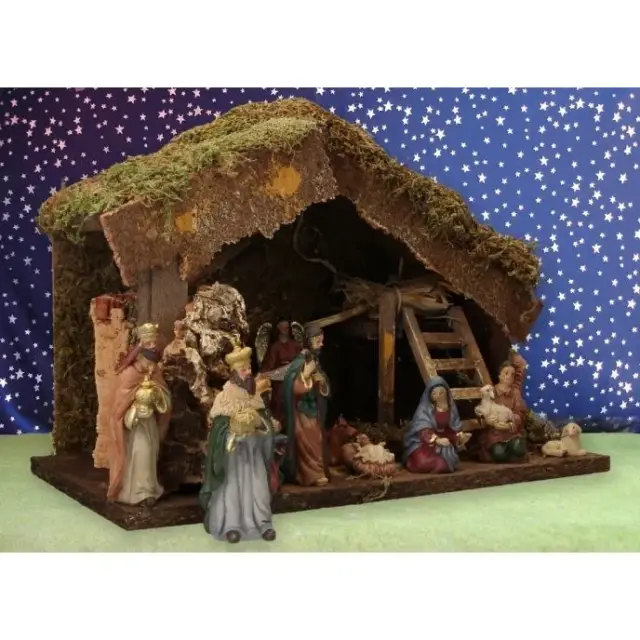 Kerststal met 11 Figuren 9 Cm (32 X 18 X H23 Cm)