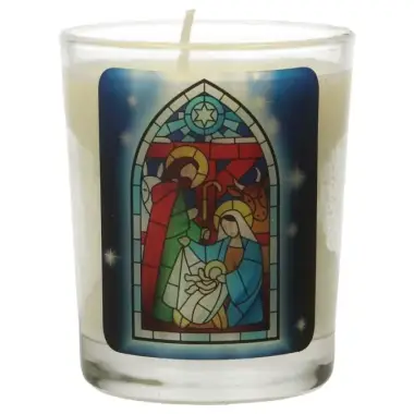 Glass candle 65 x 50 mm Nativity