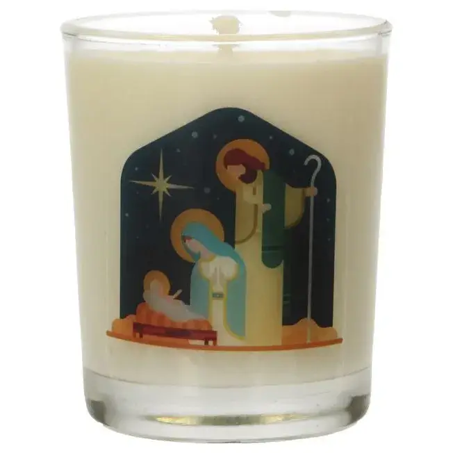 Bougie en verre 65 x 50 mm Nativité