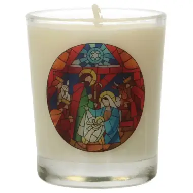 Glass candle 65 x 50 mm Nativity
