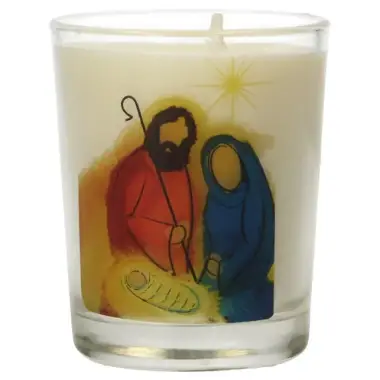 Glass candle 65 x 50 mm Nativity