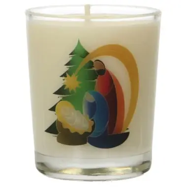Glass candle 65 x 50 mm Nativity
