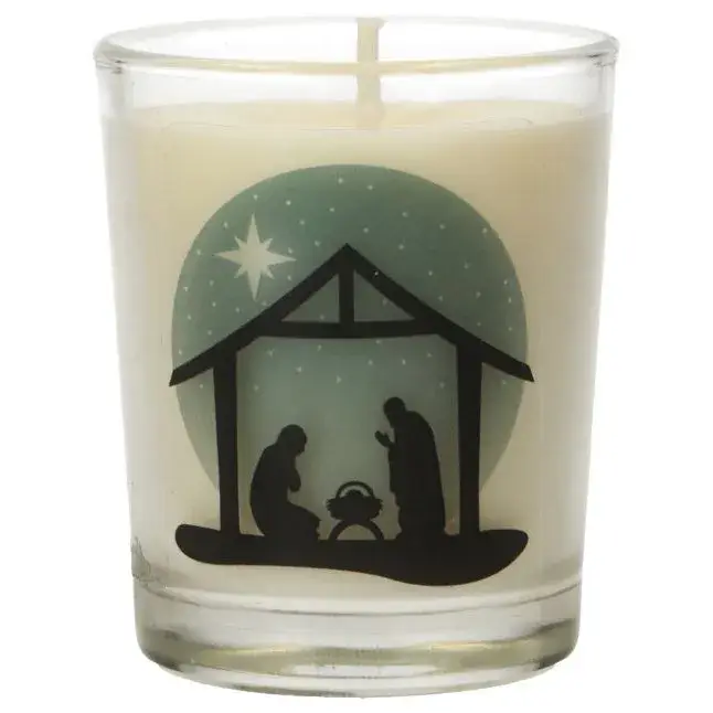 Glass candle 65 x 50 mm Nativity