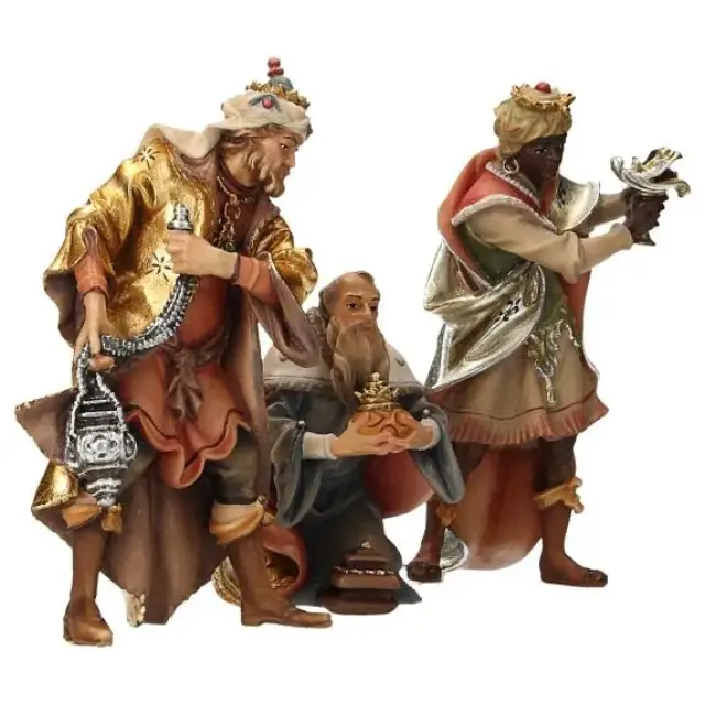 Set de trois rois mages : crèche de Noël en bois Ulrich 15 cm