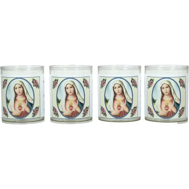 Set of 4 candles Sacred Heart of Mary Text 5 languages