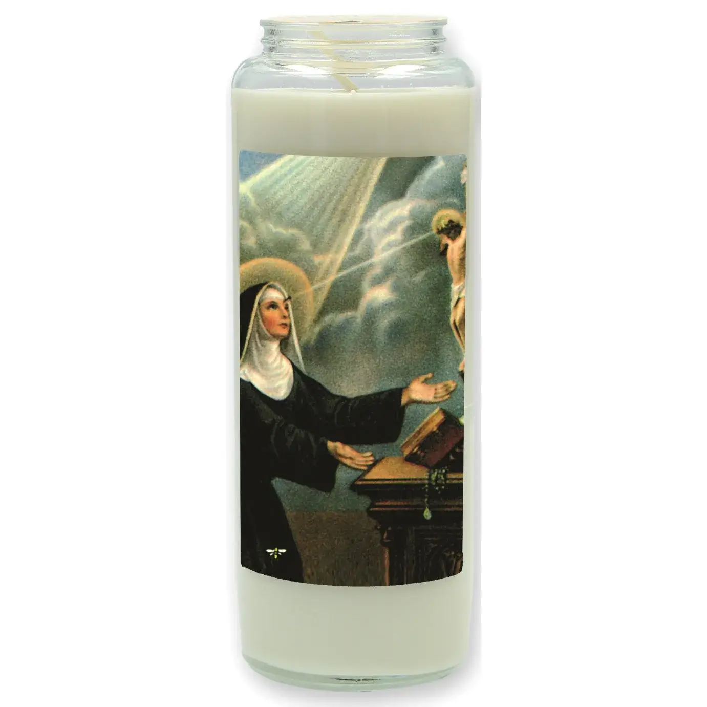 Noveenkaars in glas / wit / Heilige Rita