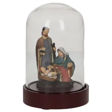 Heilige Familie (5,5 cm x H8 cm) glazen stolp van 15 cm