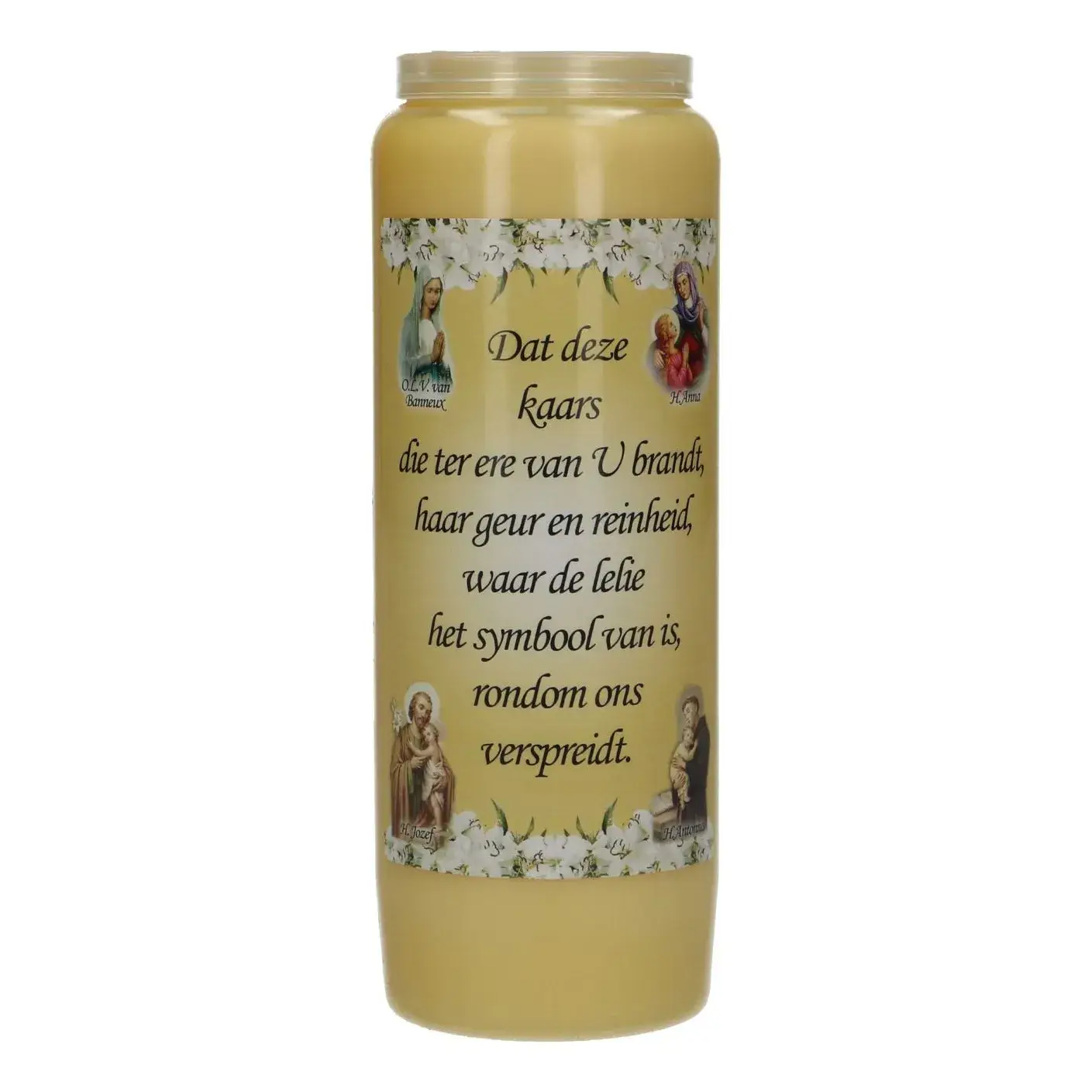 Neuvaine / jaune / parfum de lys / texte néerlandais "pureté"