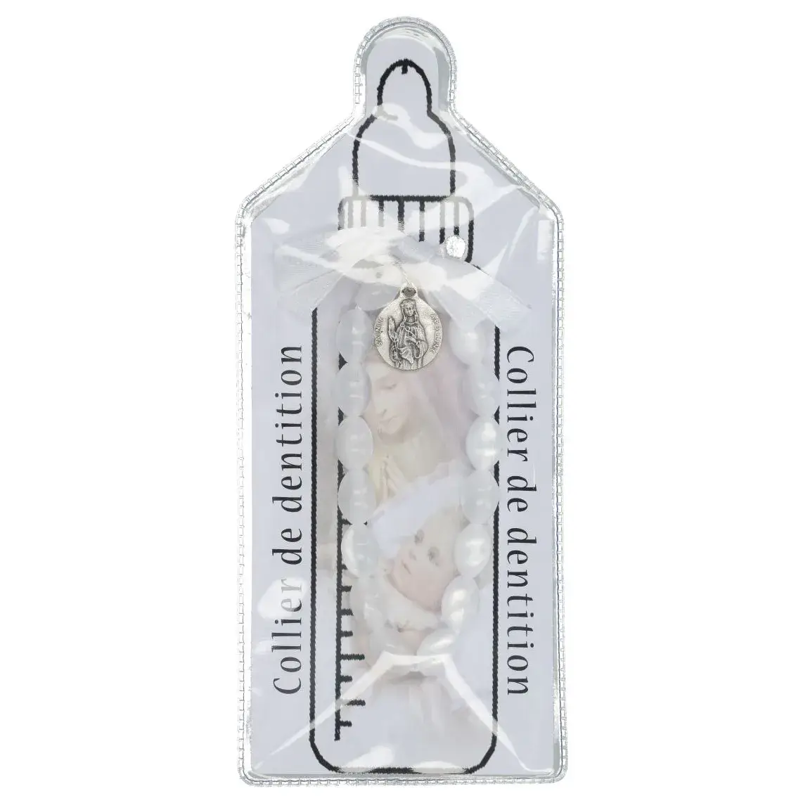 Collier de dentition/blanc+prière+méd. Ste Apolline