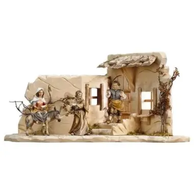 Auberge + Aubergiste + Ane + Marie + Joseph 15 cm
