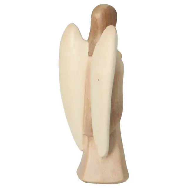 Statuette Ange Gardien avec cœur en bois 9 cm