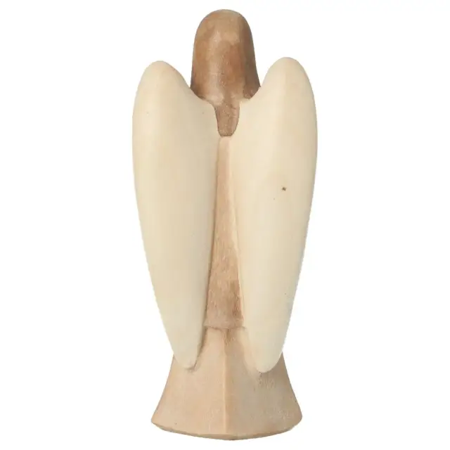 Statuette Ange Gardien avec cœur en bois 9 cm
