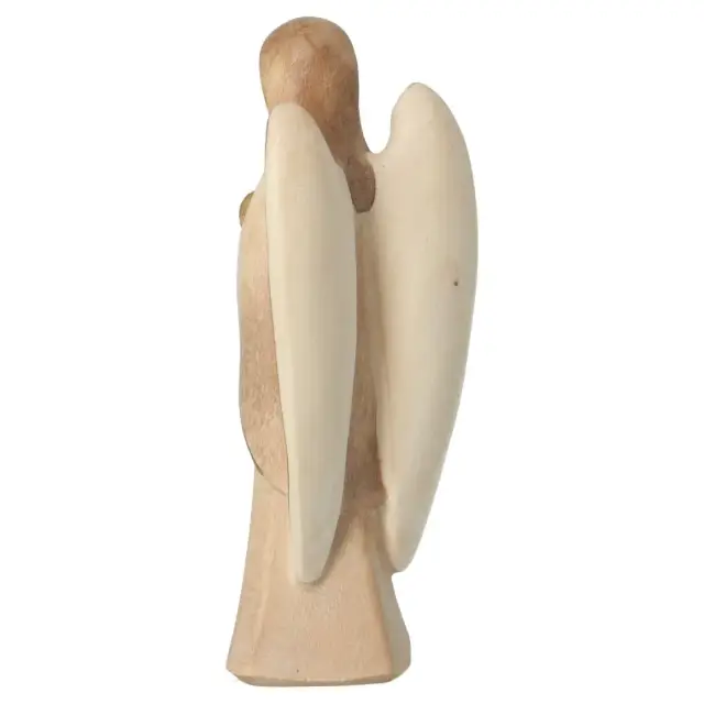 Statuette Ange Gardien avec cœur en bois 9 cm