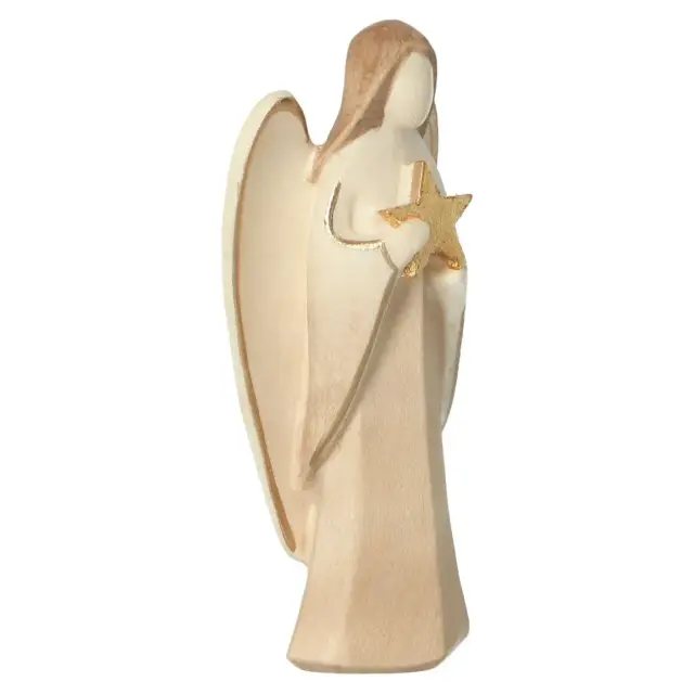 Ange avec étoile en bois sculpté 9 cm