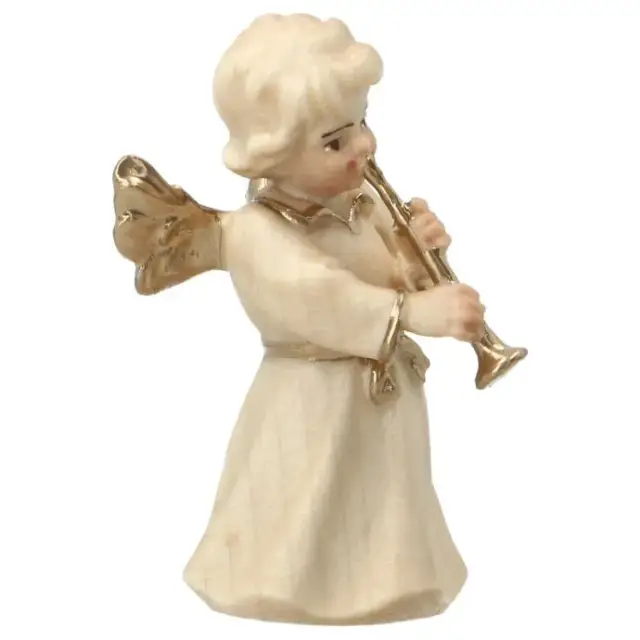 Ange en bois avec trompette - 6 cm Alabaster