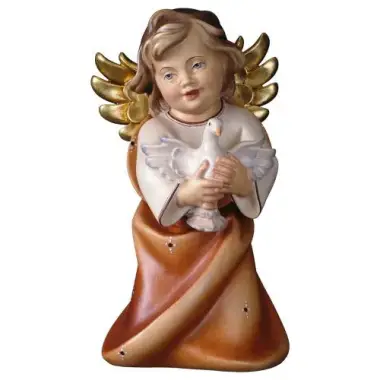 Houtsnijwerk Engel Met Duif 6 Cm/Roze