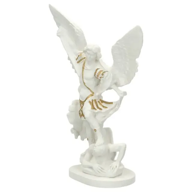 Statue 30 cm - Albâtre + Or - Saint Michel