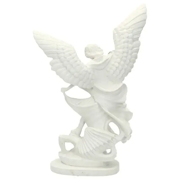 Statue 30 cm - Albâtre + Or - Saint Michel