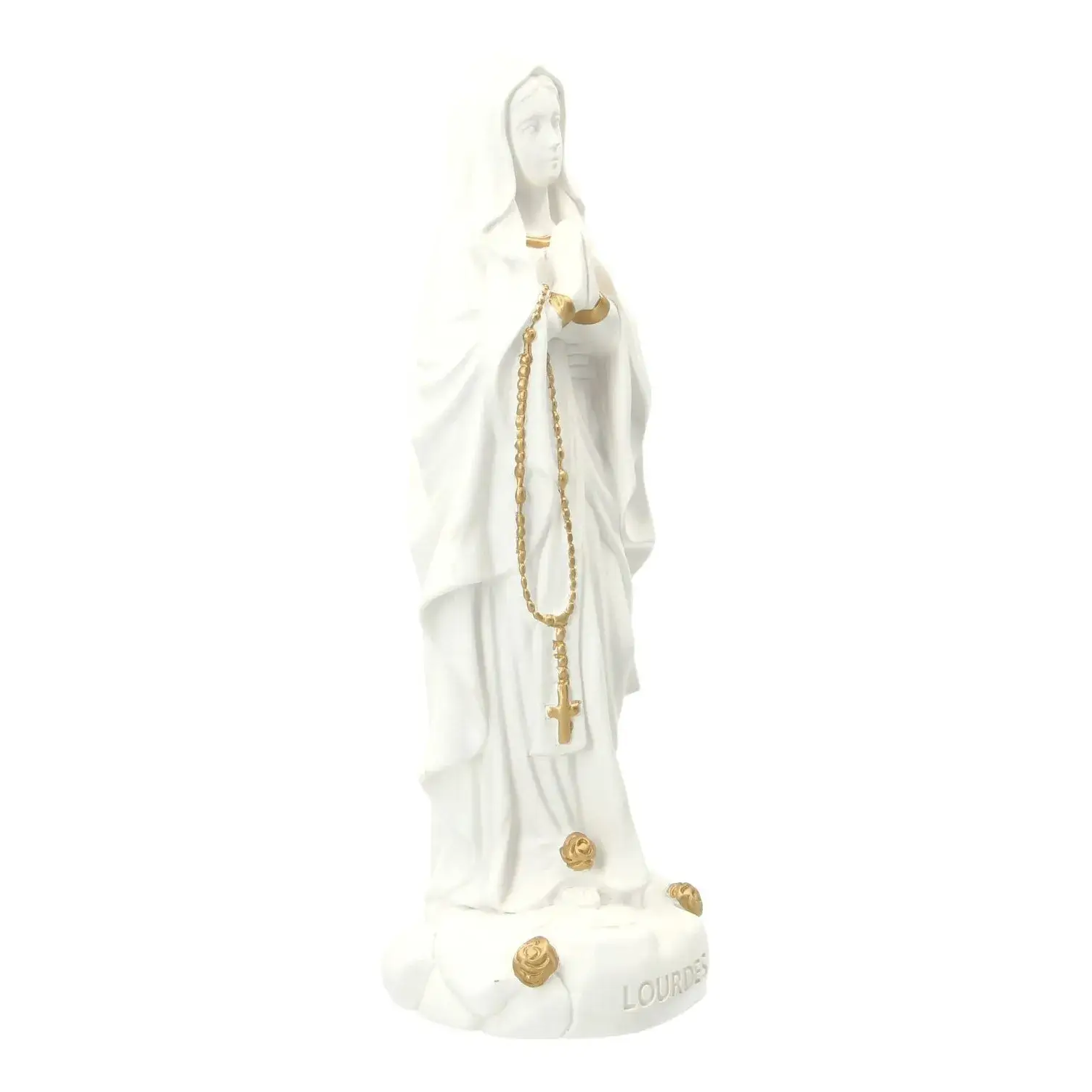Statue 30 cm - Albâtre + Or - Lourdes