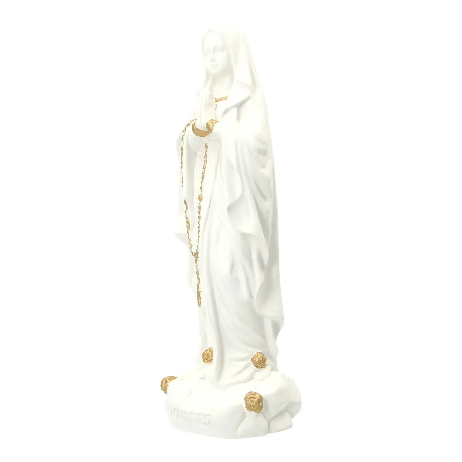 Statue 30 cm - Albâtre + Or - Lourdes