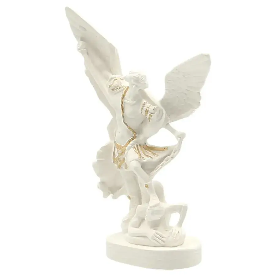 Statue 12 cm - Albâtre + Or - St Michel