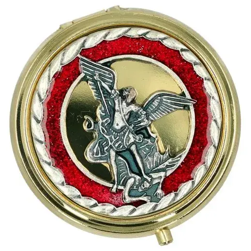 Chapelet St Michel + Boîte métal email rouge