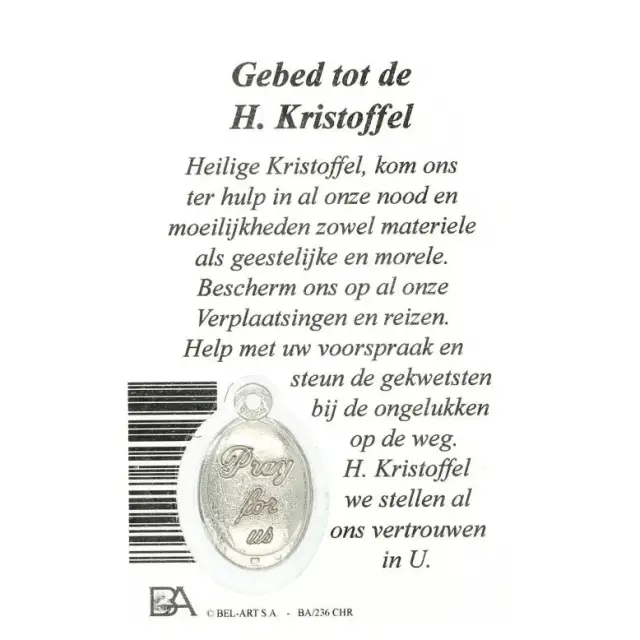 Kaart-medaille-gebed - H Kristoffel - Nederlands