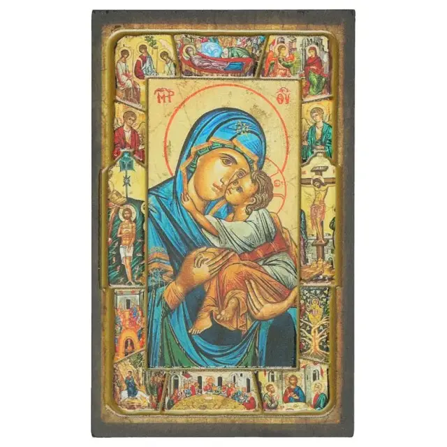 Icône - 12 X 7.5 cm - Vierge et Enfant