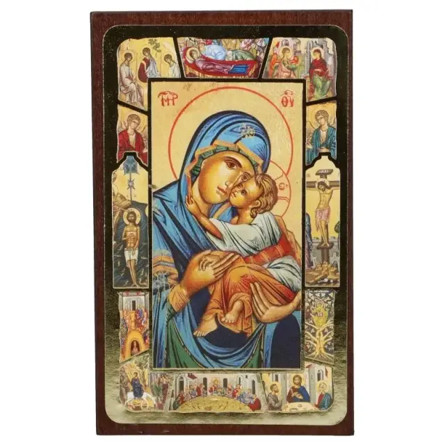 Icône - 12 X 7.5 cm - Vierge et Enfant