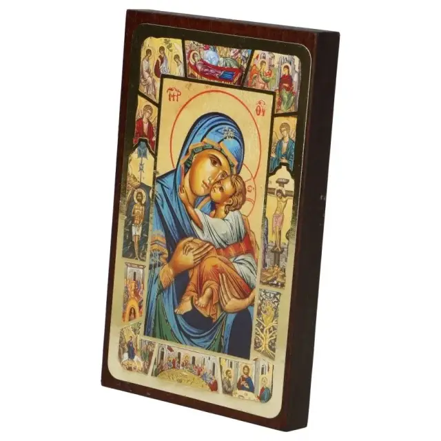 Icône - 12 X 7.5 cm - Vierge et Enfant
