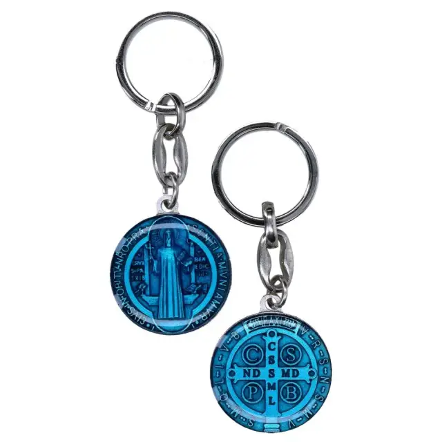 Porte-Clefs - St Benoît 30 mm - Email bleu