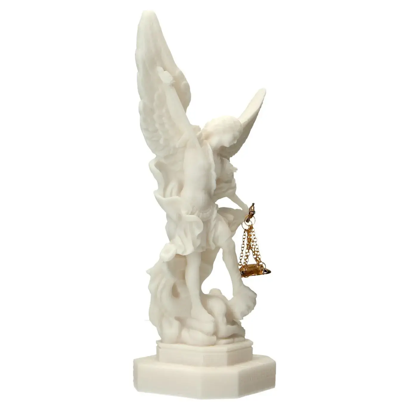 Statue 20 cm - Albâtre - St Michel avec balance